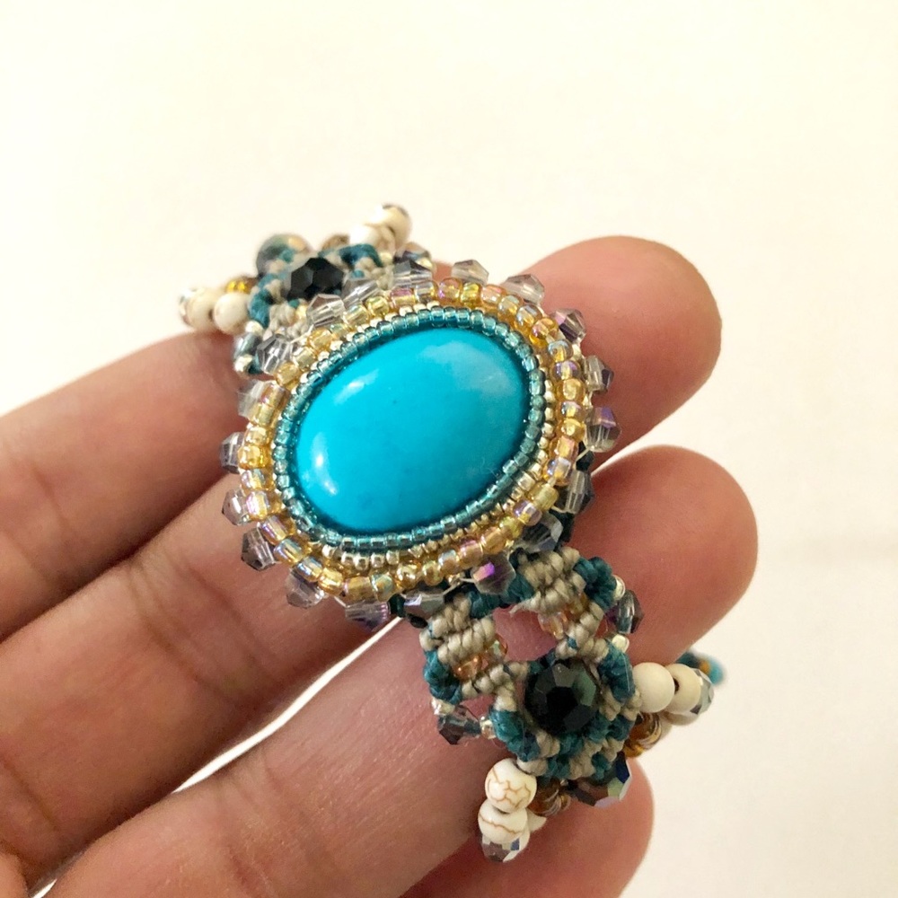 Beaded Macrame Adjustable Bracelet - image 2